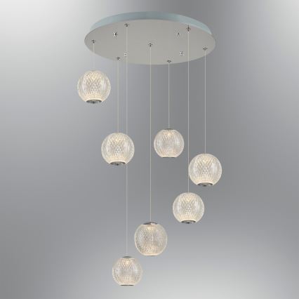 LED Lustr na lanku CREMONA 7xLED/5W/230V 3000K matný chrom