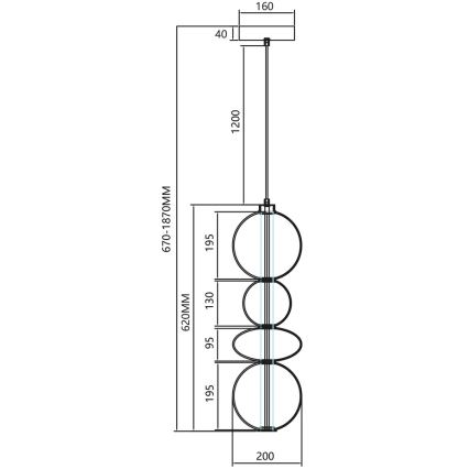 LED Lustr na lanku DAPHNE LED/36W/230V šedá