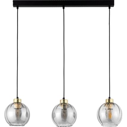LED Lustr na lanku DEVI 3xE27/15W/230V černá/čirá