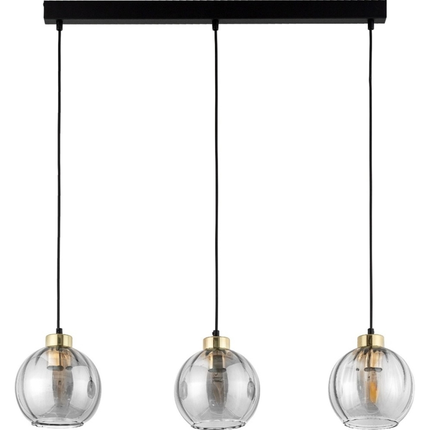 LED Lustr na lanku DEVI 3xE27/15W/230V černá/čirá