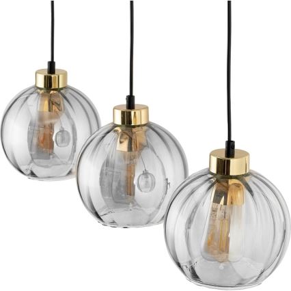 LED Lustr na lanku DEVI 3xE27/15W/230V černá/čirá