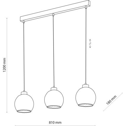 LED Lustr na lanku DEVI 3xE27/15W/230V černá/čirá