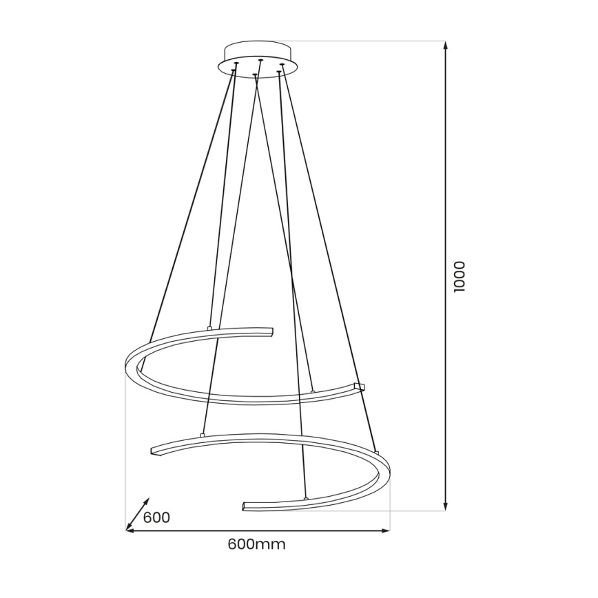 LED Lustr na lanku DOUBLEMOON LED/30W/230V černá