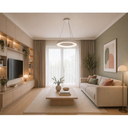 LED Lustr na lanku DRAX LED/32W/230V 4000K pr. 38 cm bílá