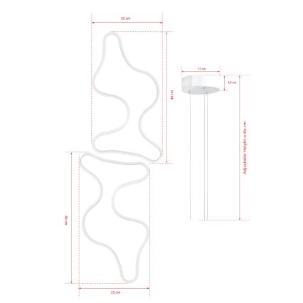 LED Lustr na lanku DUPLE ARTISAN LED/80W/230V 6500K bílá
