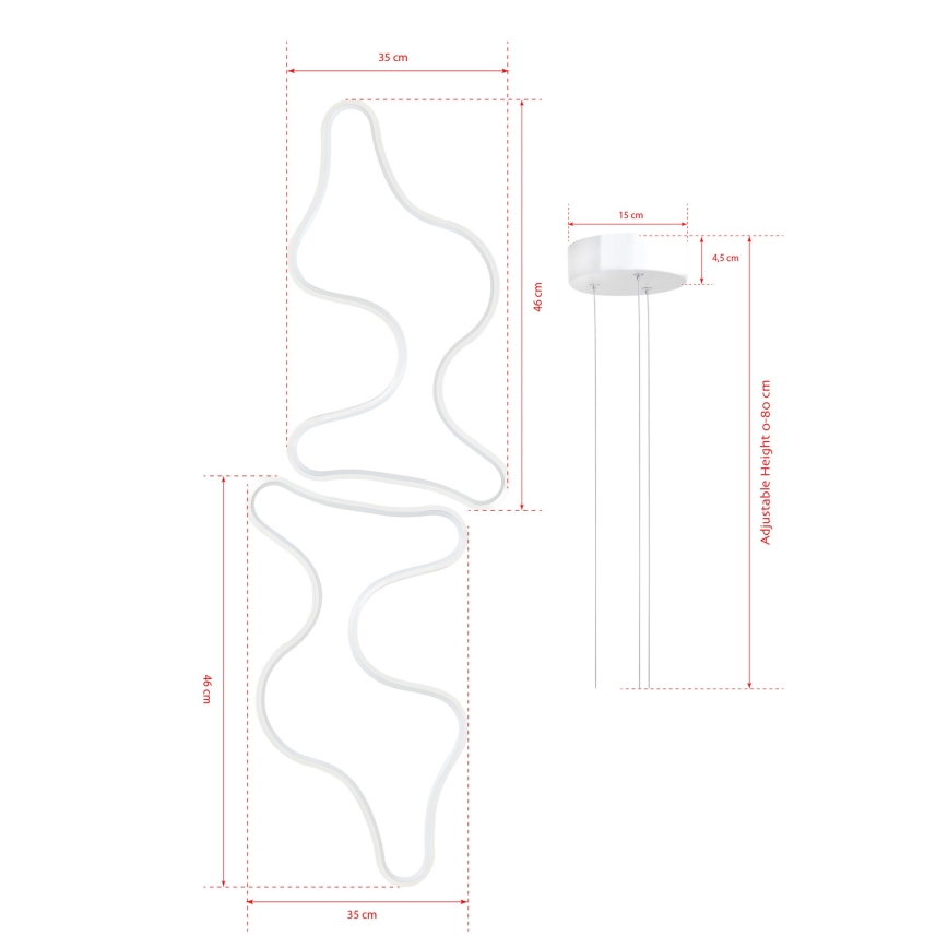LED Lustr na lanku DUPLE ARTISAN LED/80W/230V 6500K bílá