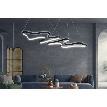 LED Lustr na lanku DUPLE ARTISAN LED/80W/230V 6500K černá