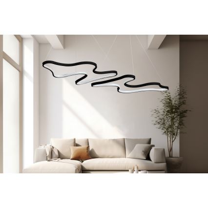 LED Lustr na lanku DUPLE ARTISAN LED/80W/230V 6500K černá