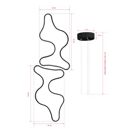 LED Lustr na lanku DUPLE ARTISAN LED/80W/230V 6500K černá