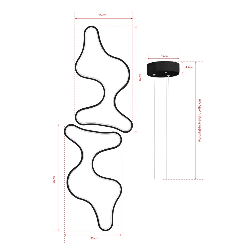 LED Lustr na lanku DUPLE ARTISAN LED/80W/230V 6500K černá