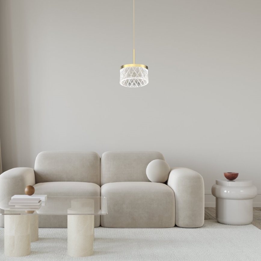 LED Lustr na lanku ELEGANCE LED/9W/230V pr. 15 cm zlatá