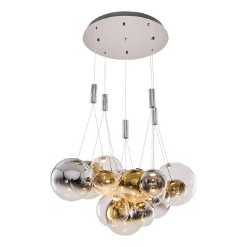 LED Lustr na lanku ENNA 15xG9/5W/230V 3000K kouřová/zlatá