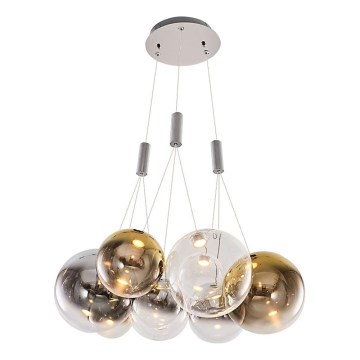 LED Lustr na lanku ENNA 9xG9/5W/230V 3000K kouřová/zlatá