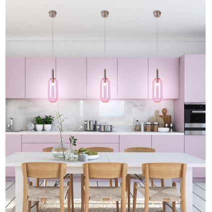 LED Lustr na lanku FIUGGI LED/6W/230V růžová