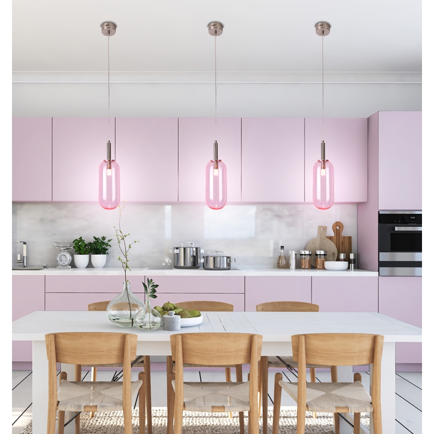 LED Lustr na lanku FIUGGI LED/6W/230V růžová