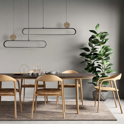 LED Lustr na lanku FLORENTYNA LED/48W/230V 4000K černá/béžová