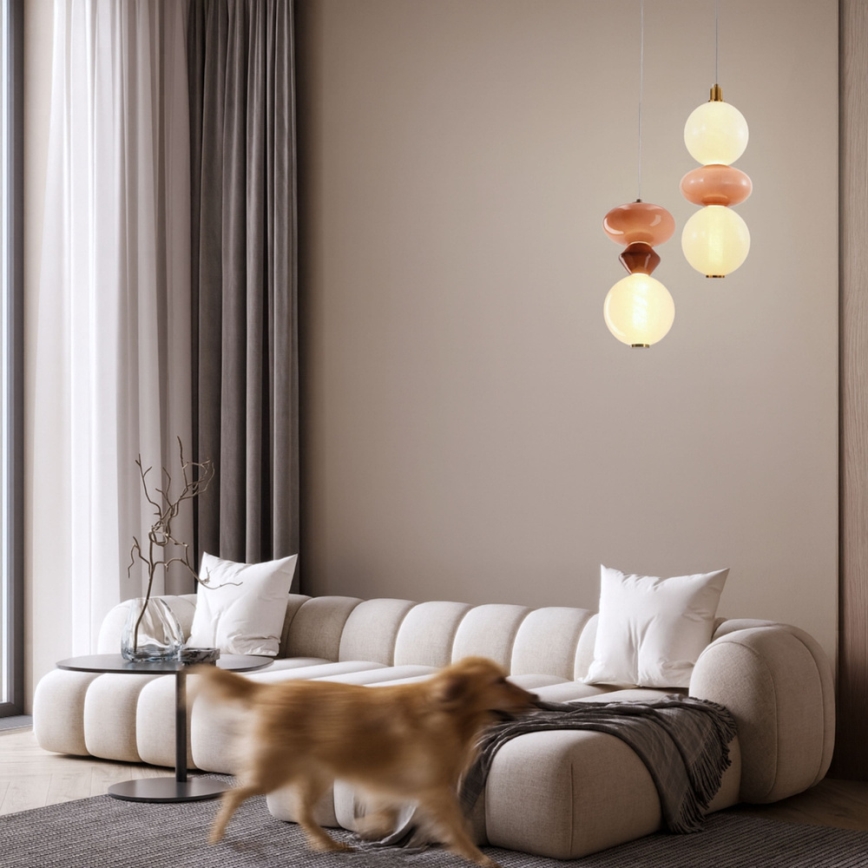 LED Lustr na lanku FLORES LED/10W/230V zlatá/oranžová/hnědá