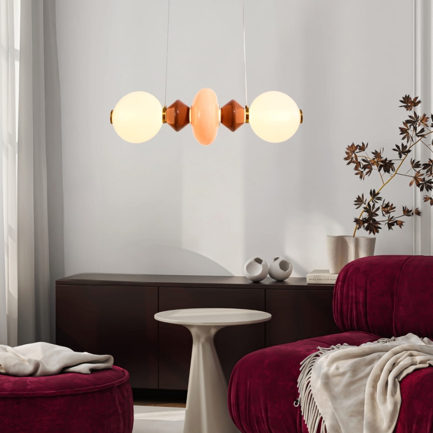 LED Lustr na lanku FLORES LED/15W/230V zlatá/oranžová/hnědá