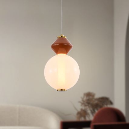 LED Lustr na lanku FLORES LED/7W/230V zlatá/hnědá