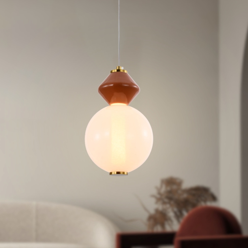 LED Lustr na lanku FLORES LED/7W/230V zlatá/hnědá