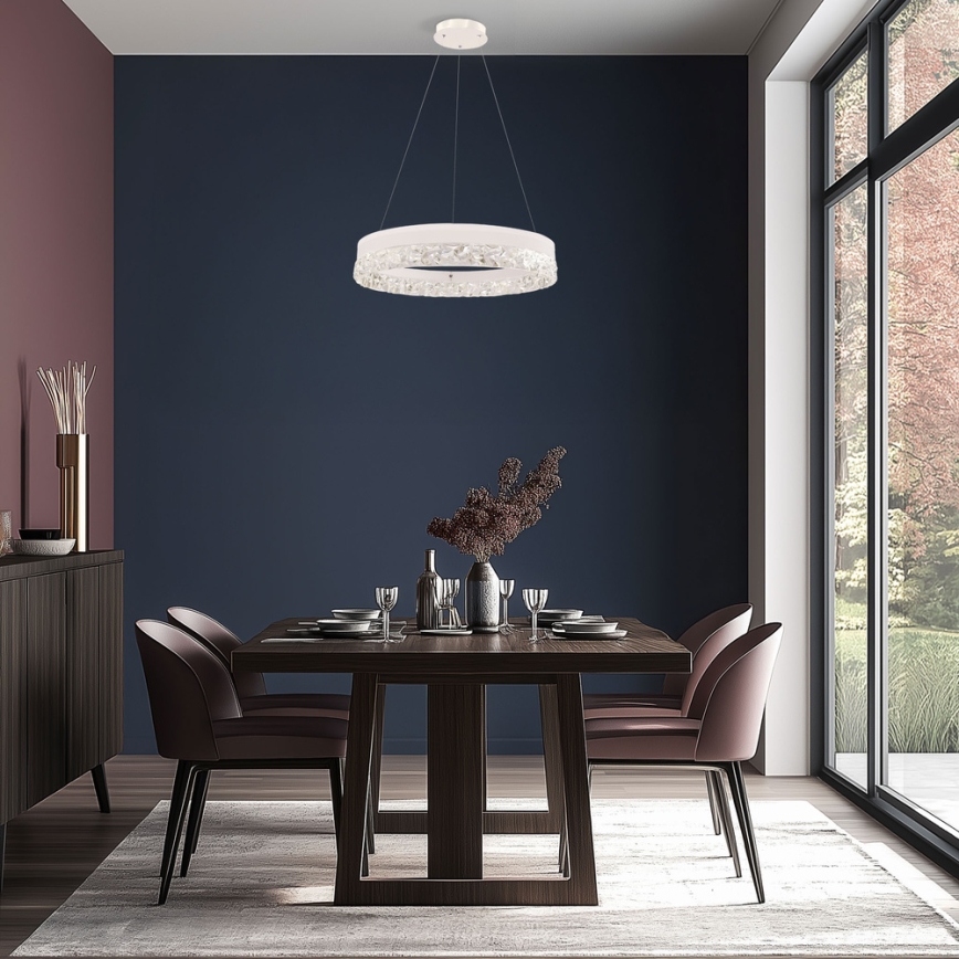 LED Lustr na lanku FROZI LED/32W/230V pr. 50 cm bílá