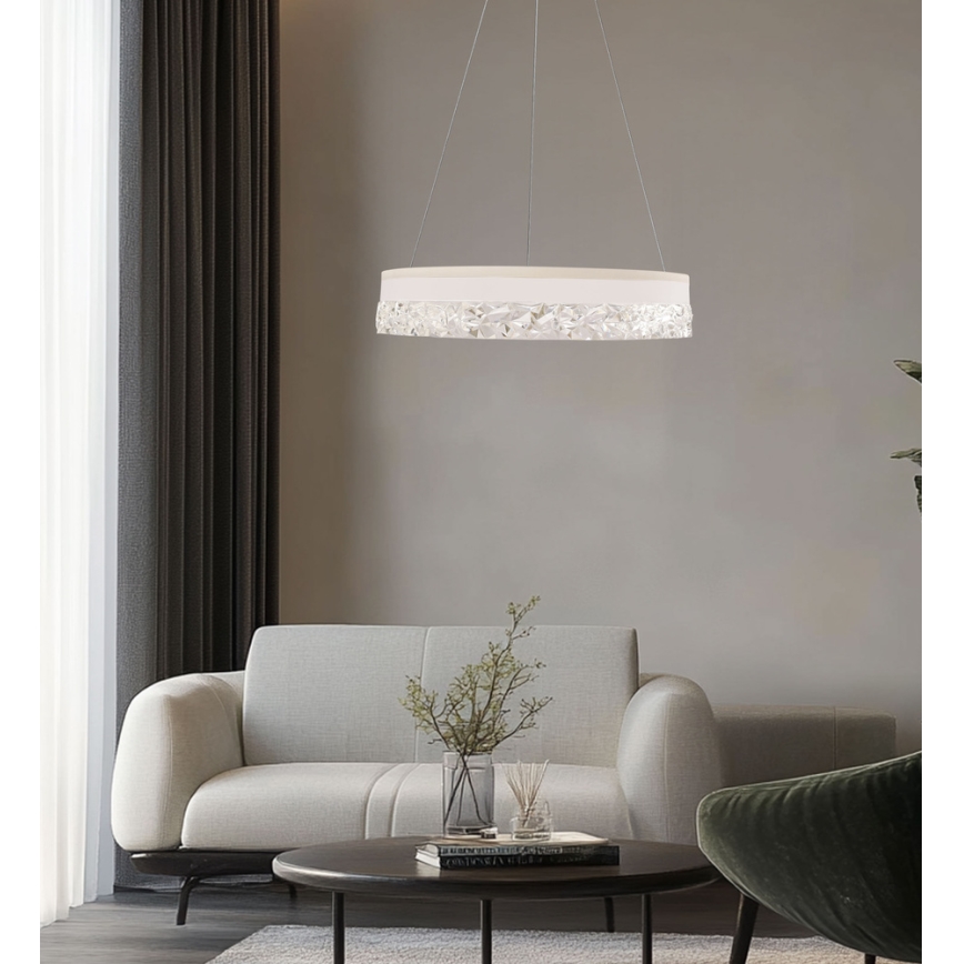 LED Lustr na lanku FROZI LED/32W/230V pr. 50 cm bílá