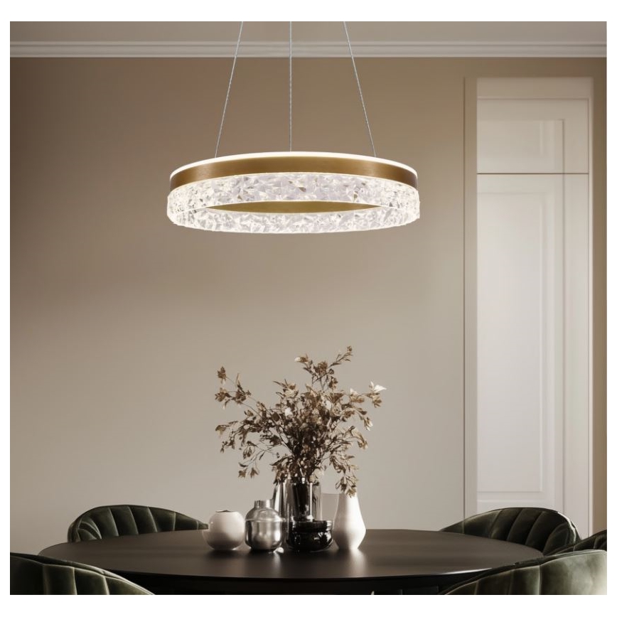 LED Lustr na lanku FROZI LED/32W/230V pr. 50 cm zlatá