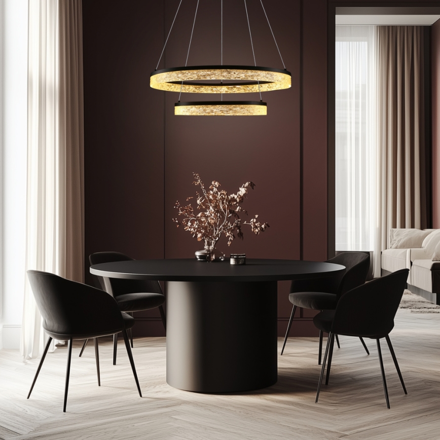 LED Lustr na lanku FROZI LED/38W/230V pr. 60 cm černá
