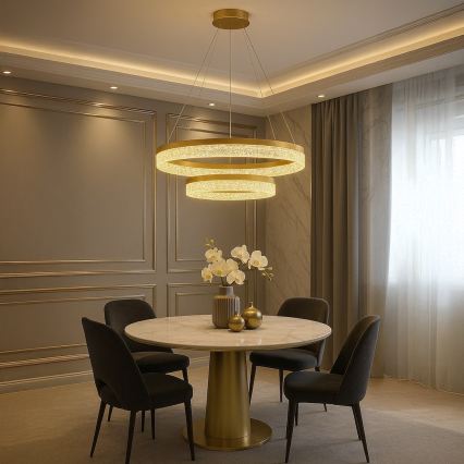 LED Lustr na lanku GALA LED/54W/230V pr. 60 cm zlatá