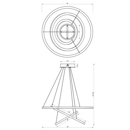 LED Lustr na lanku GALAXIA LED/85W/230V černá