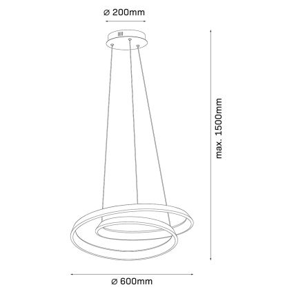 LED Lustr na lanku GLOW LED/75W/230V 4000K pr. 60 cm zlatá