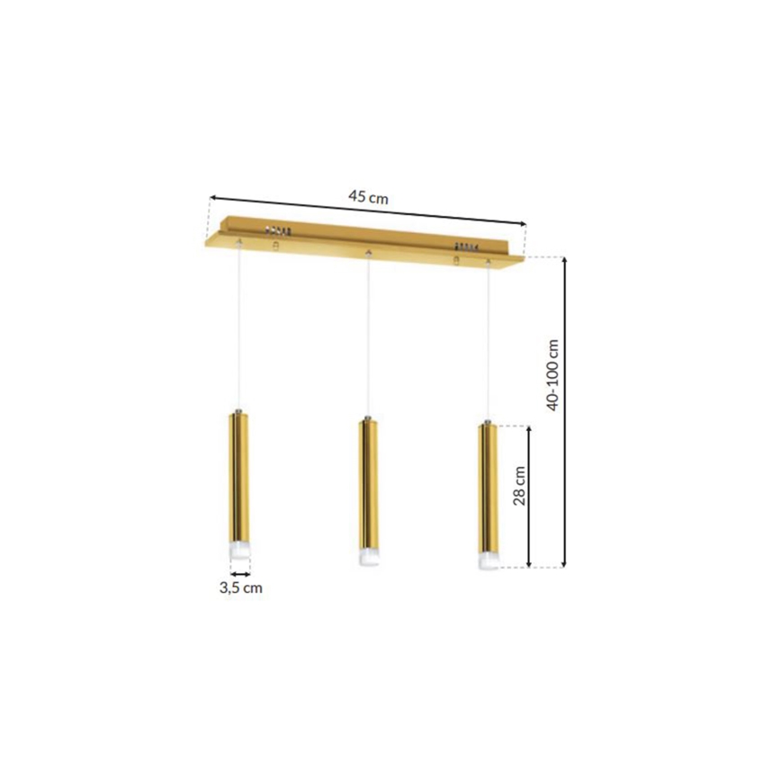 LED Lustr na lanku GOLDIE 3xLED/15W/230V zlatá
