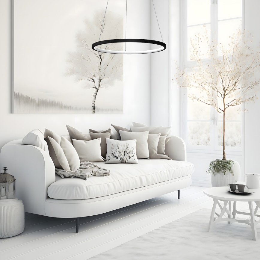 LED Lustr na lanku HOOP LED/27W/230V pr. 50 cm 4000K černá