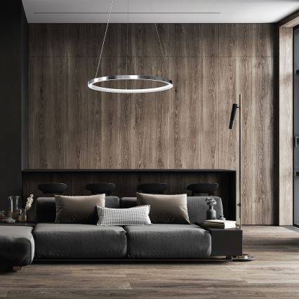 LED Lustr na lanku HOOP LED/27W/230V pr. 50 cm 4000K lesklý chrom
