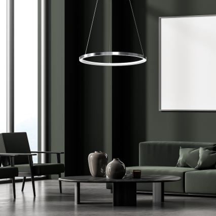 LED Lustr na lanku HOOP LED/27W/230V pr. 50 cm 4000K lesklý chrom