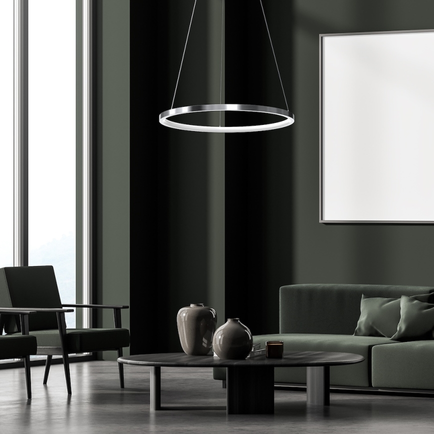 LED Lustr na lanku HOOP LED/27W/230V pr. 50 cm 4000K lesklý chrom