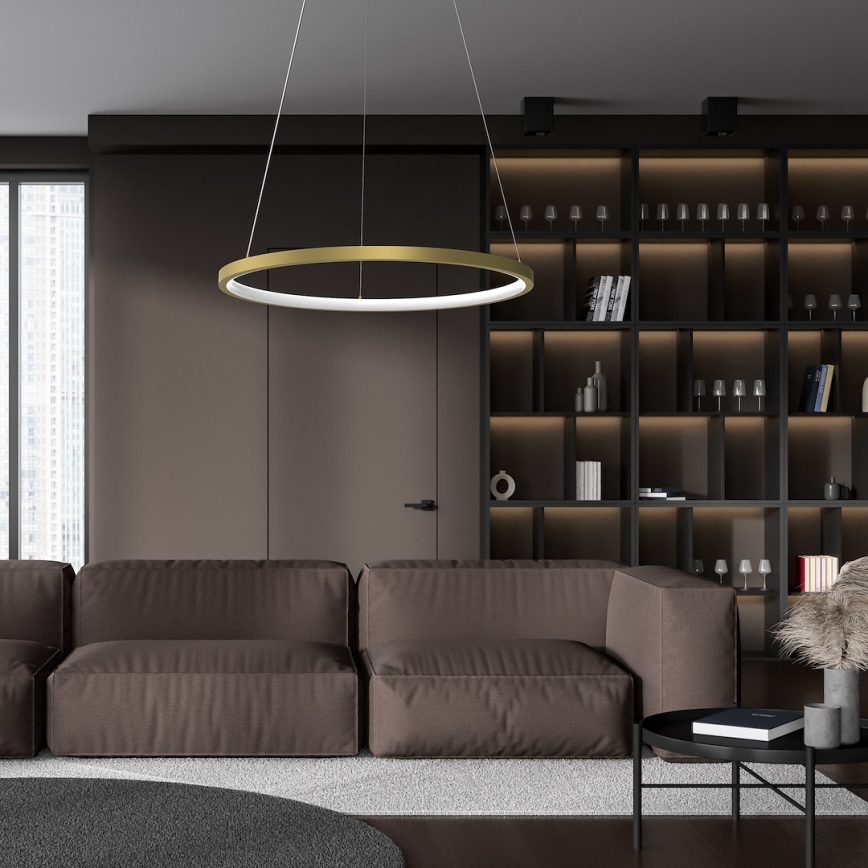 LED Lustr na lanku HOOP LED/27W/230V pr. 50 cm 4000K zlatá