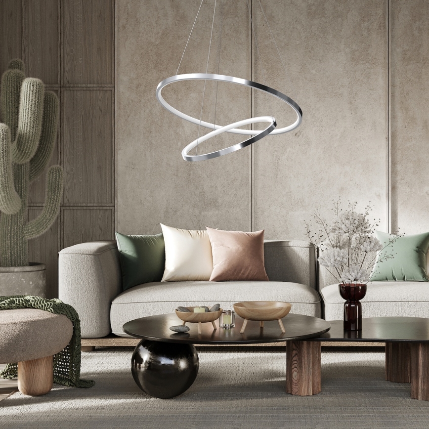 LED Lustr na lanku HOOP LED/51W/230V pr. 60 cm 4000K lesklý chrom