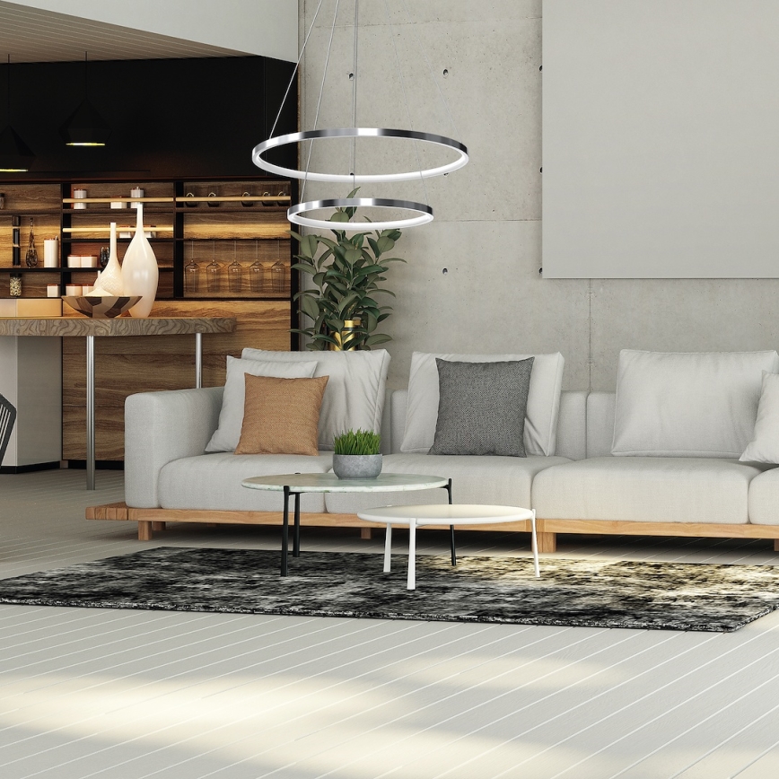 LED Lustr na lanku HOOP LED/51W/230V pr. 60 cm 4000K lesklý chrom