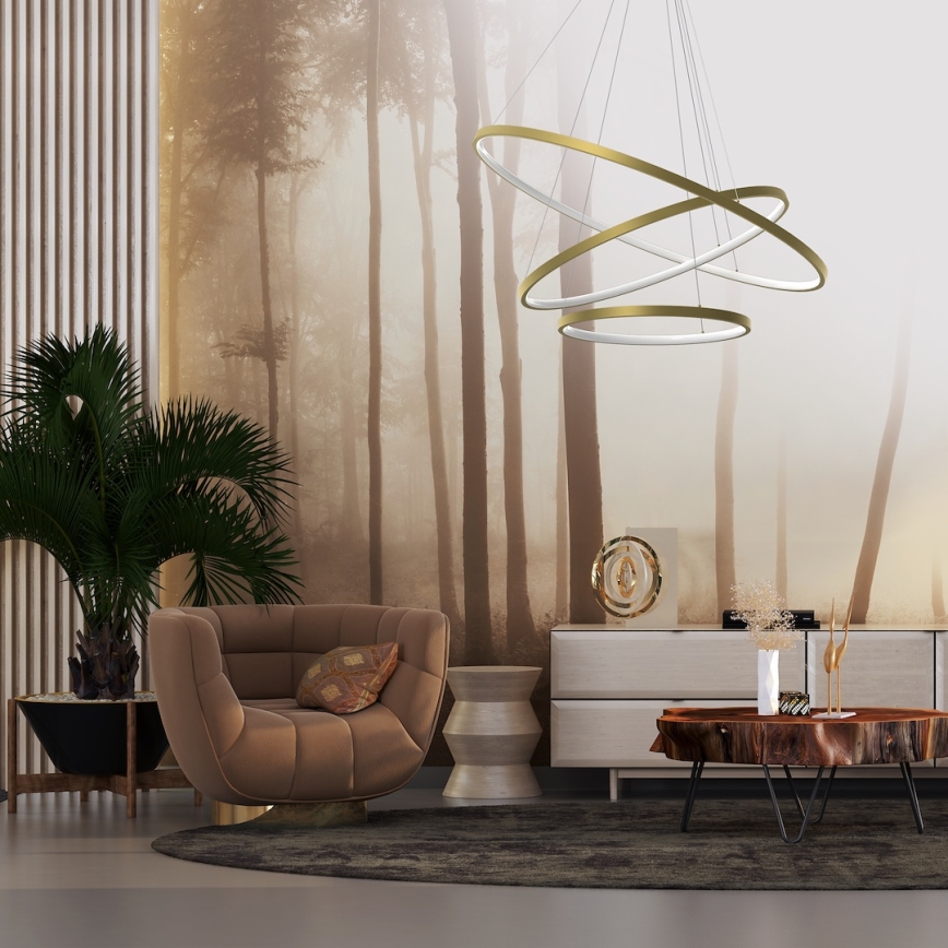 LED Lustr na lanku HOOP LED/93W/230V pr. 80 cm 4000K zlatá