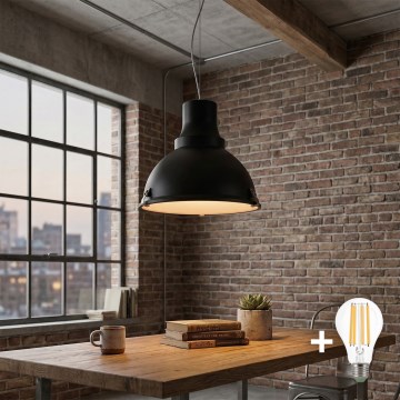 LED Lustr na lanku INDUSTRY 1xE27/60W/230V černá