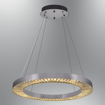 LED Lustr na lanku JESI LED/85W/230V 3000K pr. 80 cm stříbrná