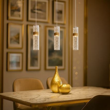 LED Lustr na lanku LAGOS LED/8W/230V zlatá