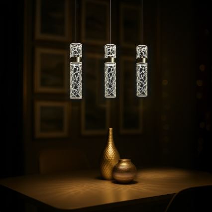 LED Lustr na lanku LAGOS LED/8W/230V zlatá