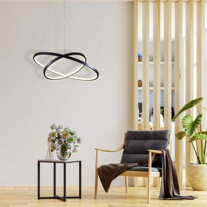 LED Lustr na lanku LEA LED/35W/230V 4000K pr. 60 cm černá