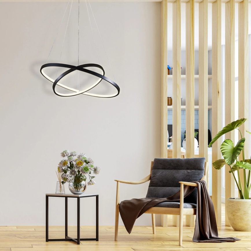 LED Lustr na lanku LEA LED/35W/230V 4000K pr. 60 cm černá