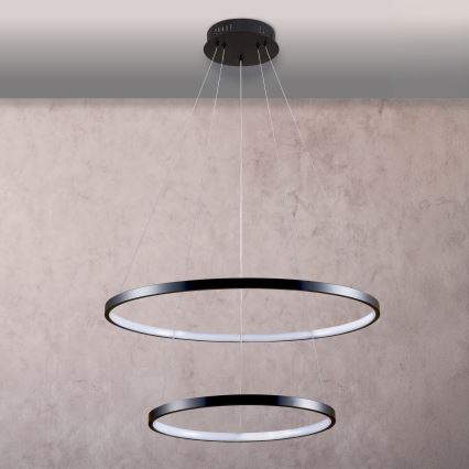 LED Lustr na lanku LEA LED/35W/230V 4000K pr. 60 cm černá
