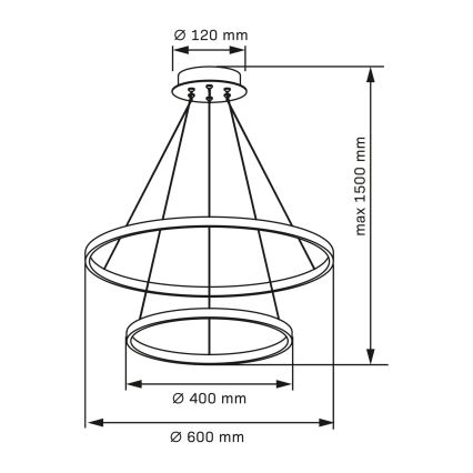 LED Lustr na lanku LEA LED/35W/230V 4000K pr. 60 cm černá