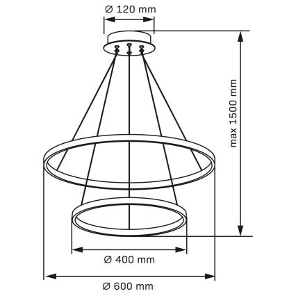 LED Lustr na lanku LEA LED/35W/230V 4000K pr. 60 cm matný chrom
