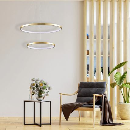 LED Lustr na lanku LEA LED/35W/230V 4000K pr. 60 cm zlatá